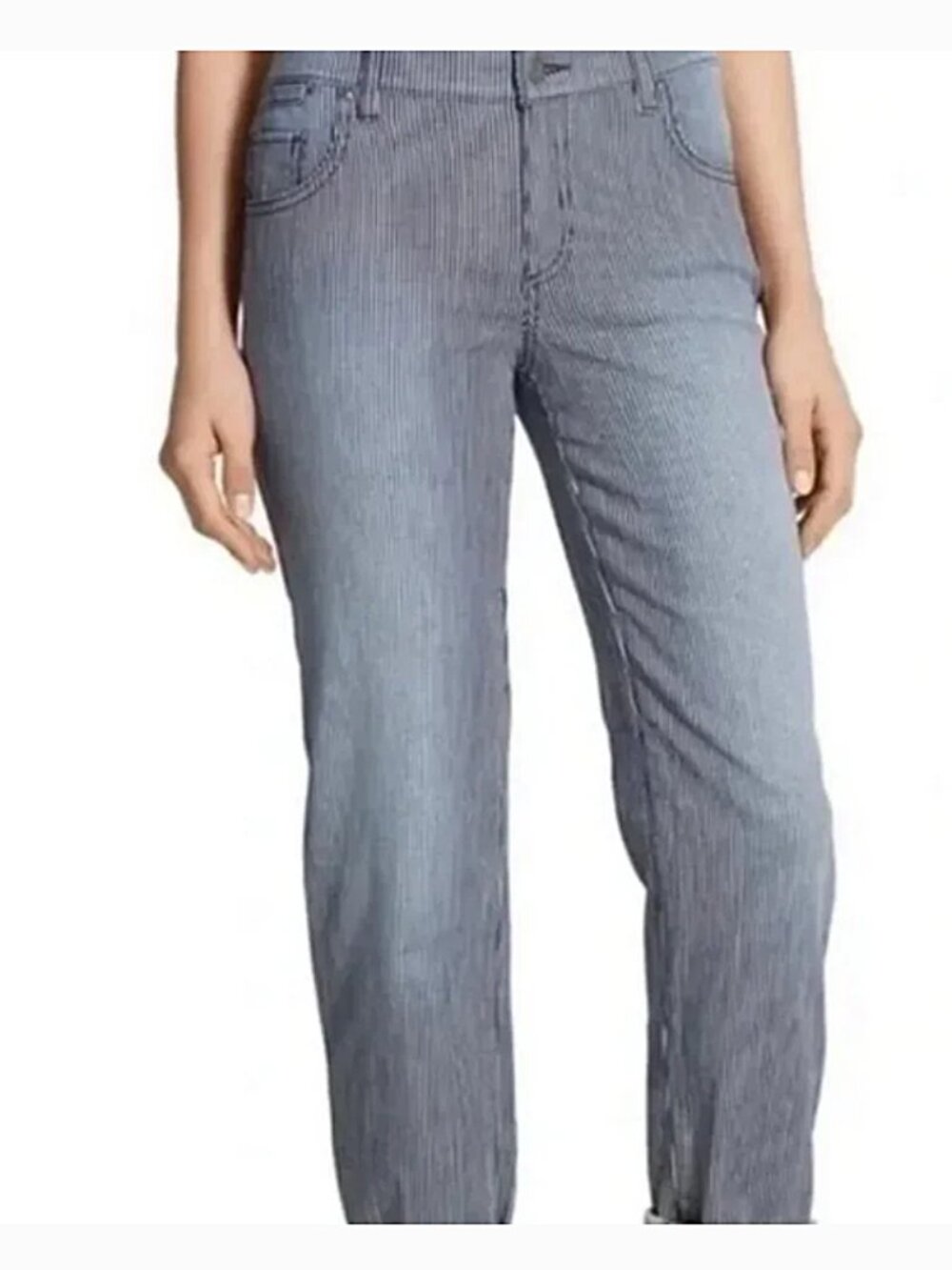 Chico's Platinum Railroad Stripe Skimmer Jeans size 1.5